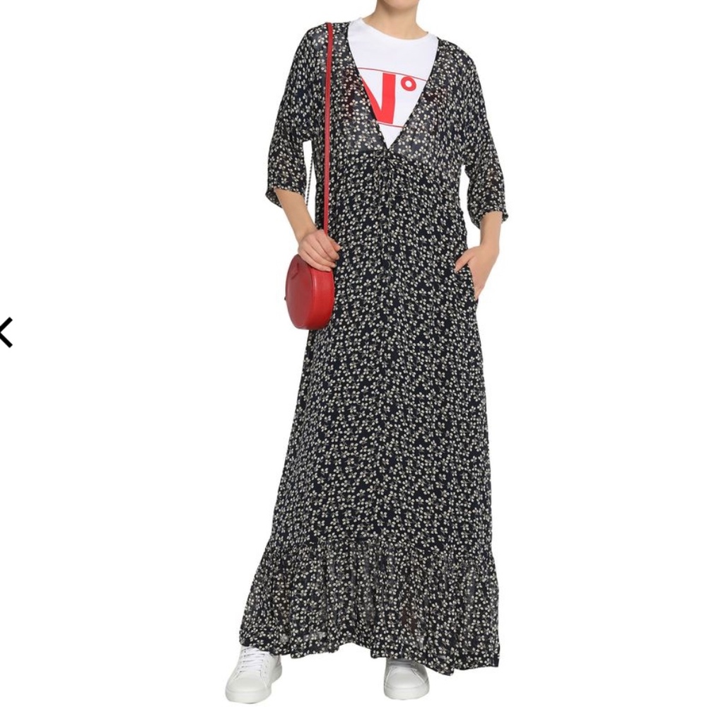 Ganni floral-print crepe de chine midi dress